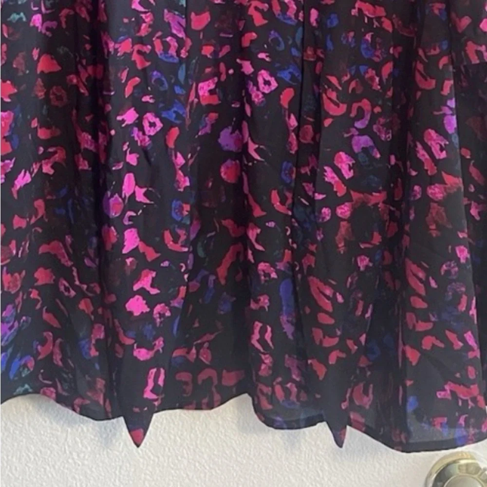 Torrid Peplum Georgette Tie Front Leopard Print  Blouse Plus Size 2X Black Pink - Picture 12 of 14